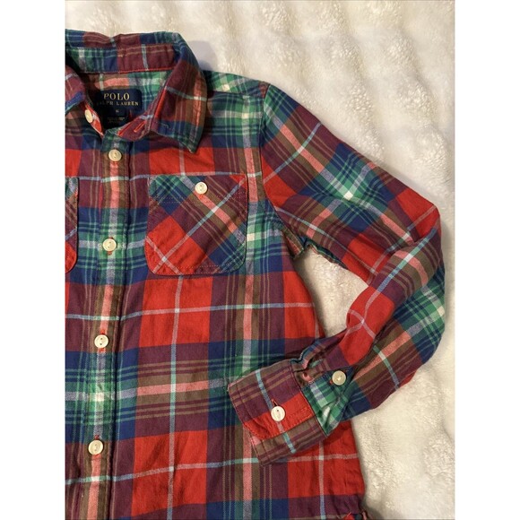 Polo Ralph Lauren Girls Size 6 Dress Red Plaid Button Up Skirt - Picture 4 of 12